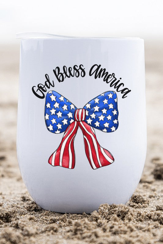 Patriotic God Bless America Bow Wine Cup